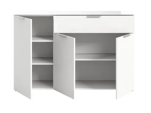 Kommode Ray | 3-türig | mit Glasabsetzung | weiß