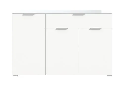 Kommode Ray | 3-türig | mit Glasabsetzung | weiß