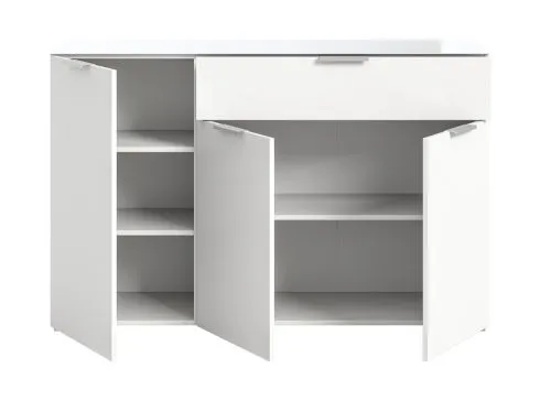 Kommode Ray | 3-türig | mit Glasabsetzung | weiß