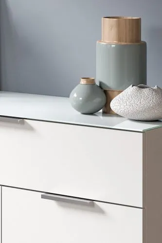 Kommode Ray | 3-türig | mit Glasabsetzung | weiß