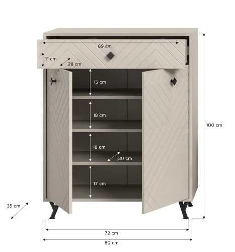 Kommode | Schuhschrank Notes | beige matt/sandfarben