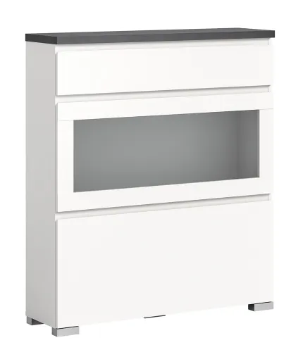 Kommode Schuhschrank Shoelove mit Schubkasten | weiß / Industrial grau mit 3er Set LED Unterbauspot