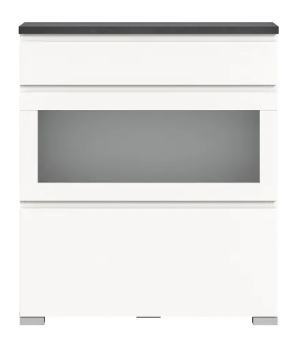 Kommode Schuhschrank Shoelove mit Schubkasten | weiß / Industrial grau mit 3er Set LED Unterbauspot