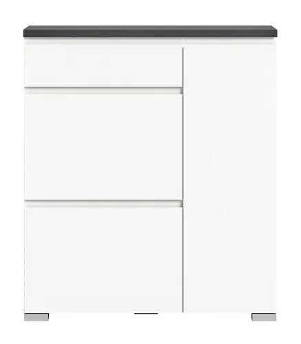 Kommode Schuhschrank Shoelove mit Schubkasten | weiß / Industrial grau | ohne Beleuchtung 95 cm x 109 cm x 27 cm