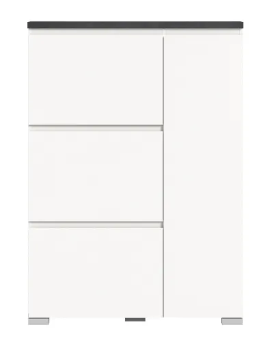 Kommode Schuhschrank Shoelove mit Schubkasten | weiß / Industrial grau | ohne Beleuchtung 95 cm x 130 cm x 18 cm