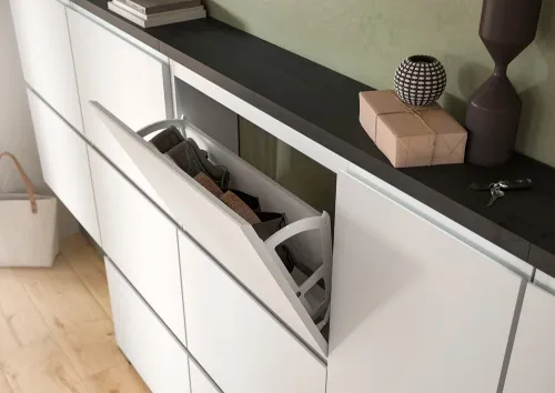 Kommode Schuhschrank Shoelove mit Schubkasten | weiß / Industrial grau | verschiedene Größen