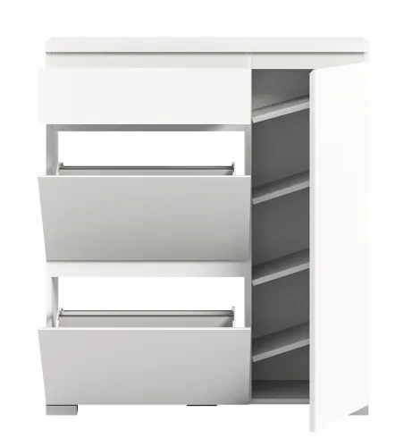 Kommode Schuhschrank Shoelove mit Schubkasten | weiß | ohne Beleuchtung 95 cm x 109 cm x 27 cm