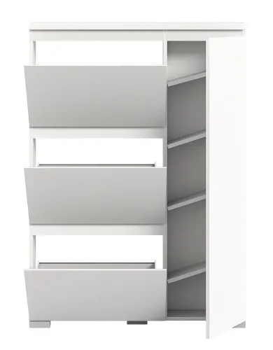 Kommode Schuhschrank Shoelove mit Schubkasten | weiß | ohne Beleuchtung 95 cm x 130 cm x 18 cm