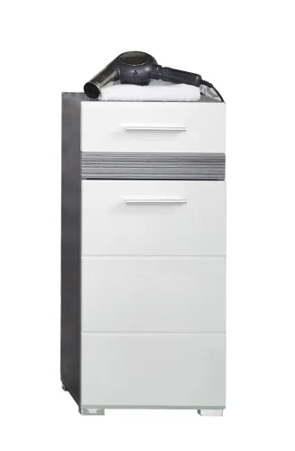 Kommode Set-One | weiß Hochglanz / Sardegna Rauchsilber