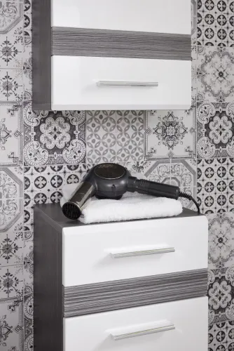 Kommode Set-One | weiß Hochglanz / Sardegna Rauchsilber