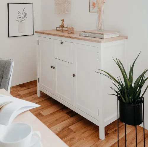 Kommode Sideboard Bergen 3 | Landhausstil | weiß / Eiche Artisan