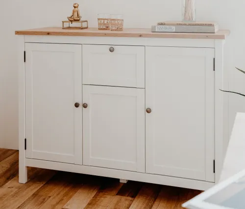 Kommode Sideboard Bergen 3 | Landhausstil | weiß / Eiche Artisan