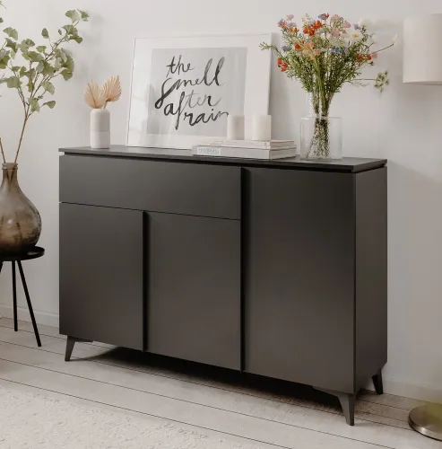 Kommode Sideboard Bertrix | Schiefer dunkel / Anthrazit | 133 cm x 92 cm x 40 cm