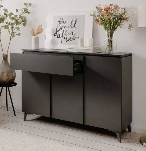 Kommode Sideboard Bertrix | Schiefer dunkel / Anthrazit | 133 cm x 92 cm x 40 cm