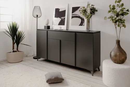 Kommode Sideboard Bertrix | Schiefer dunkel / Anthrazit | 177 cm x 92 cm x 40 cm