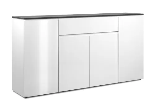 Kommode Sideboard Brest | Matera / Weiß Hochglanz | 177 cm x 92 cm x 40 cm