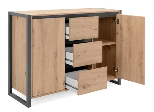 Kommode Sideboard Denver 2 | Artisan Oak / anthrazit | Industrial Look