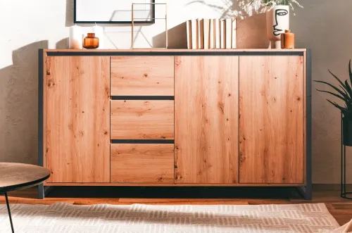 Kommode Sideboard Denver 3 | Artisan Oak / anthrazit | Industrial Look