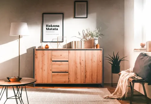 Kommode Sideboard Denver 3 | Artisan Oak / anthrazit | Industrial Look