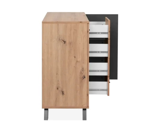 Kommode Sideboard Medan | mit 3D-Lamellen | Artisan Eiche / anthrazit