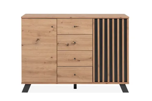Kommode Sideboard Medan | mit 3D-Lamellen | Artisan Eiche / anthrazit