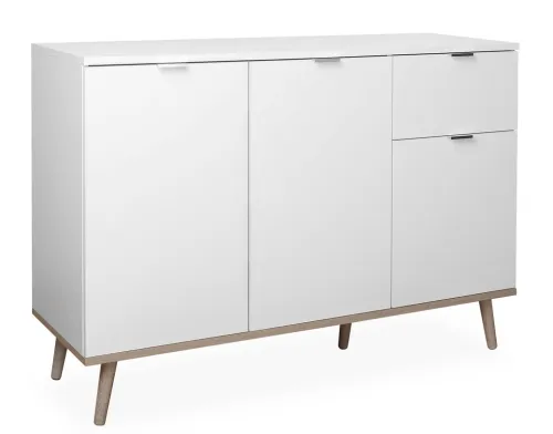 Kommode Sideboard Oslo 2 | Skandinavisch | weiß / Sonoma Eiche