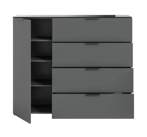 Kommode Sideboard Ray | mit Schubkästen & Glasabsetzung | anthrazit