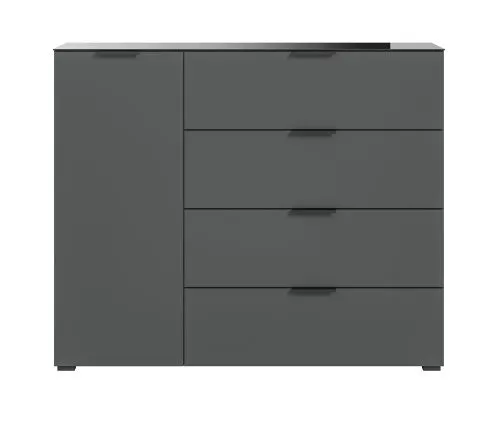 Kommode Sideboard Ray | mit Schubkästen & Glasabsetzung | anthrazit