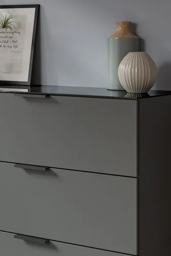 Kommode Sideboard Ray | mit Schubkästen & Glasabsetzung | anthrazit