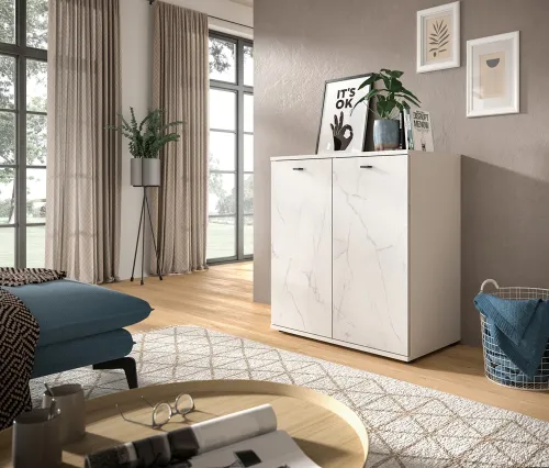Kommode Stone | weiß | Marmoroptik