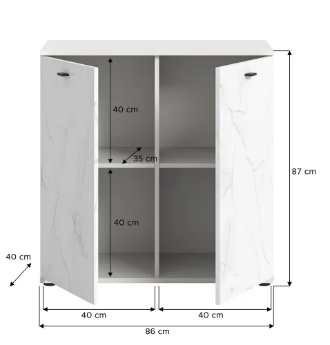 Kommode Stone | weiß | Marmoroptik