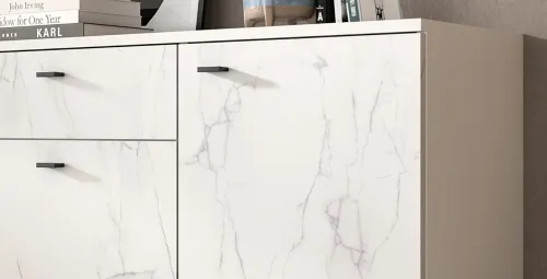 Kommode Stone | weiß | Marmoroptik