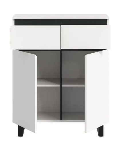 Kommode Tomasa | weiß / schwarz