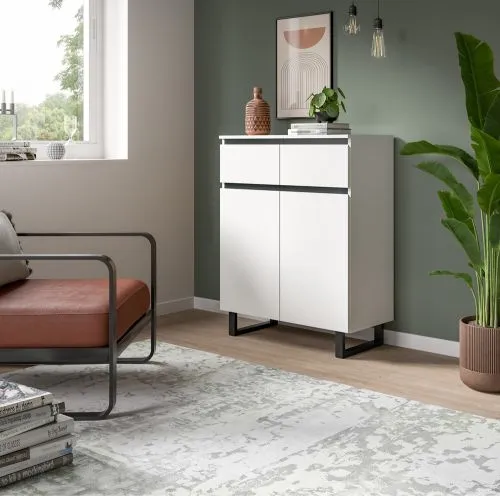 Kommode Tomasa | weiß / schwarz