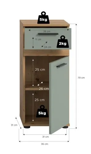 Kommode Unterschrank Blake | Salbei / Artisan Eiche
