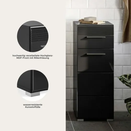 Kommode Unterschrank Linus | schwarz Hochglanz