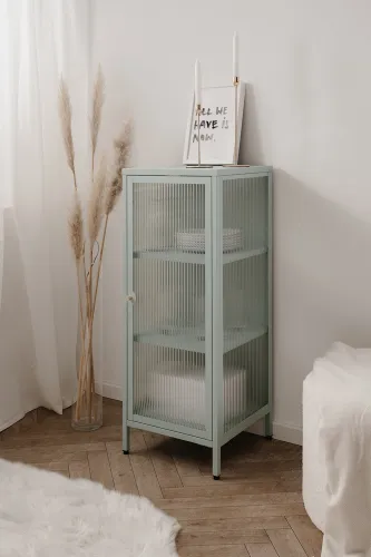 Kommode Vitrine Milton | Mintgrün | 40 cm x 101,5 cm x 40 cm
