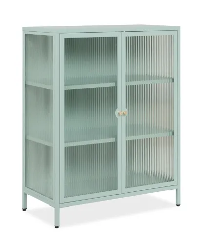 Kommode Vitrine Milton | Mintgrün | 80 cm x 101,5 cm x 40 cm