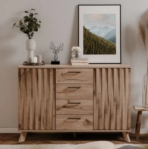 Kommode Wellington mit Schubkästen | mit 3D-Reliefoptik | Schwedeneiche