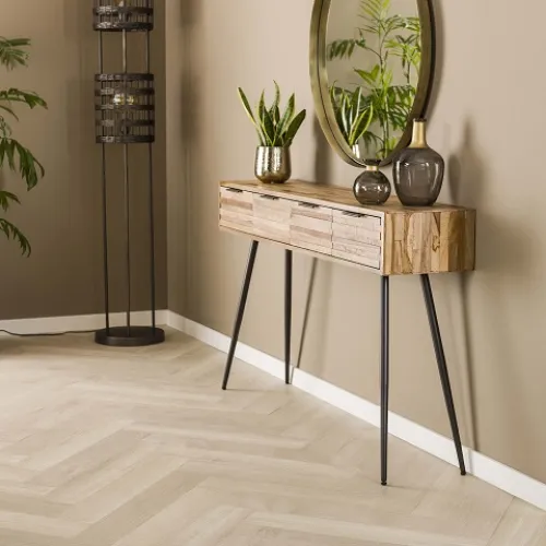 Konsolentisch Kommode Hanabi | mit Schubkästen | Teak Massivholz | verwittert