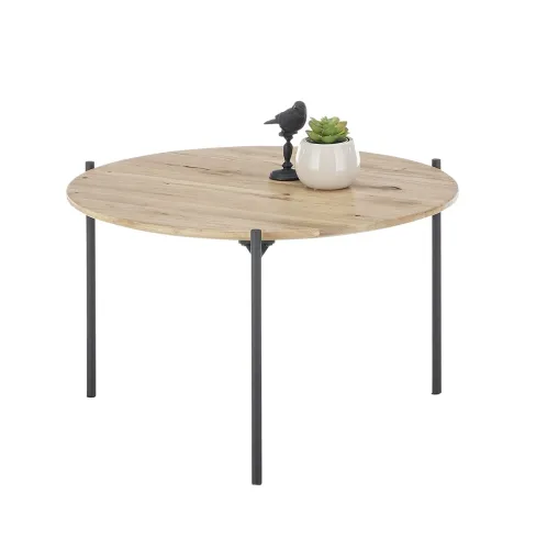 Couchtisch Assuan | Eiche massiv | rund | Eiche / schwarz | 74 cm