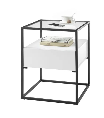 Couchtisch Evora mit Glasplatte | 43x43 | weiß