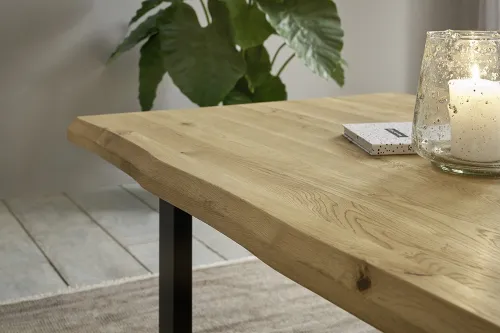 Couchtisch Havanna | Eiche massiv | T-Fuß | Eiche / schwarz