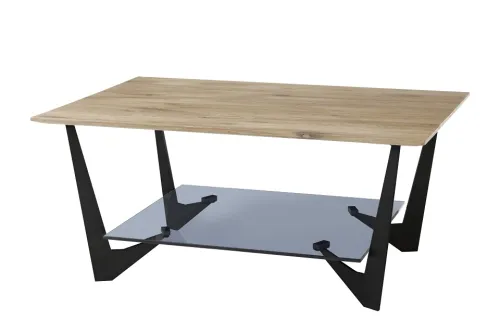 Couchtisch Leon mit Glasablageplatte | 90x60 | Eiche massiv