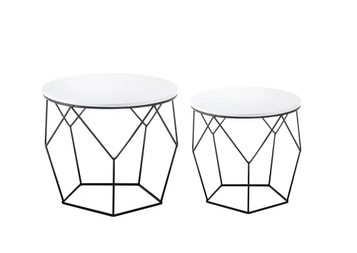 Couchtisch Set Haiti | 2-teilig | Ø40/Ø50 | weiß matt / schwarz