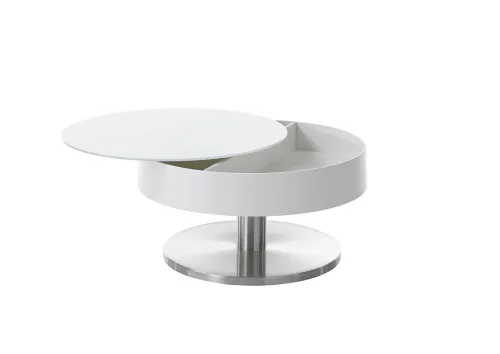 Couchtisch Suva | rund | Ø79 | weiß | drehbare Tischplatte | auf Rollen