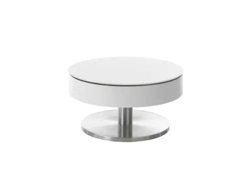 Couchtisch Suva | rund | Ø79 | weiß | drehbare Tischplatte | auf Rollen