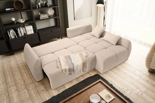 Long Eckschlafsofa Sancho rechts | 255cm | Cord | beige