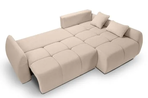 Long Eckschlafsofa Sancho rechts | 255cm | Cord | beige