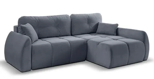 Long Eckschlafsofa Sancho rechts | 255cm | Cord | blau-grau